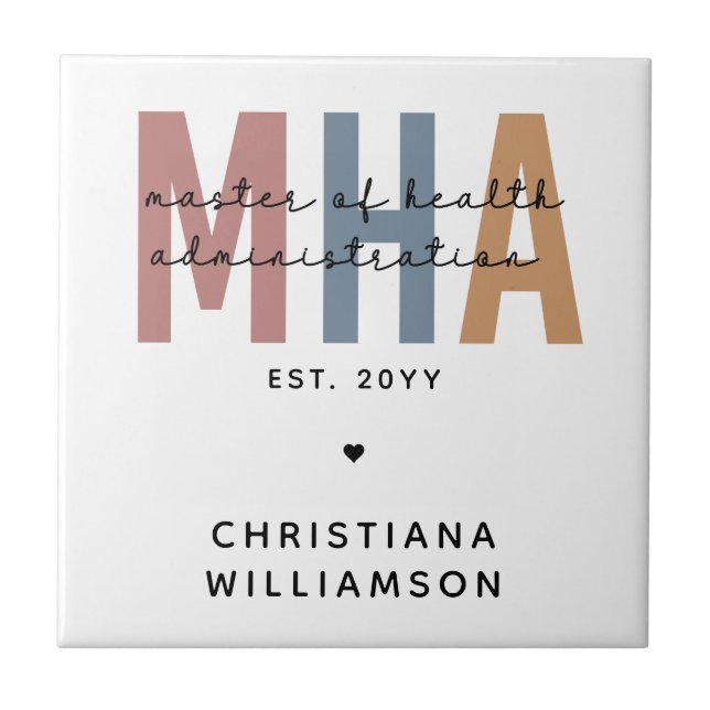 Personalised MHA Master of Health Administration Tile (Front)