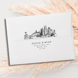 Personalised Miami Skyline Sketch Envelope