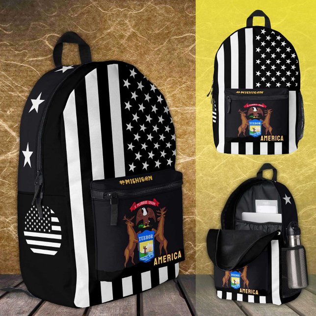 Personalised Michigan Flag bag, American Flag Printed Backpack (Creator Uploaded)