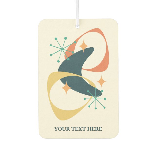 Personalised Mid Century Car Air Freshener (Front)