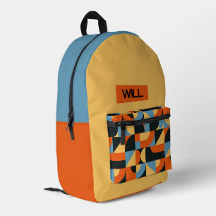 Personalised Mid Century Modern Kids Custom Name Printed Backpack