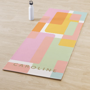 Personalised Mid-Century Modern Pastels Geometric Yoga Mat