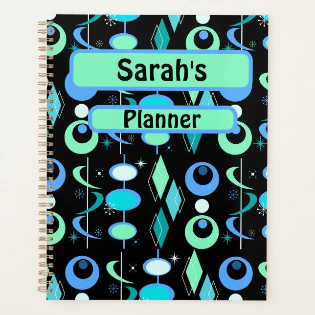 Personalised Mid Century Modern Pattern Planner (Front)