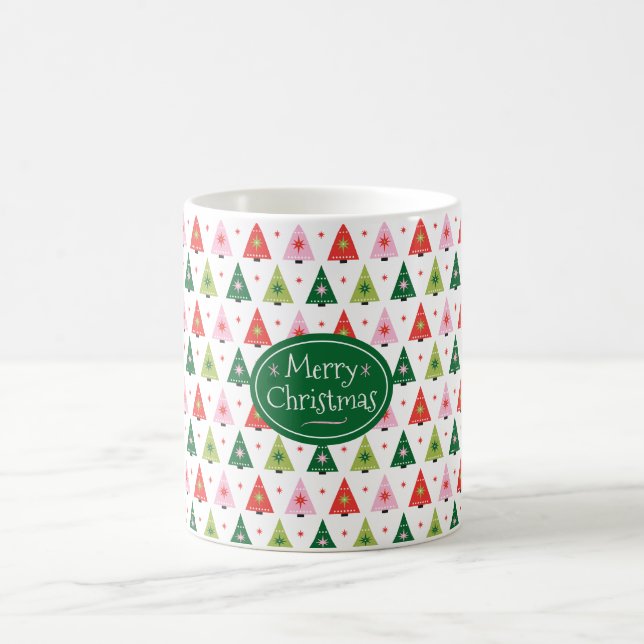 Personalised Mid Century Retro Christmas Tree Coffee Mug (Center)