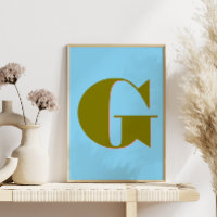 Personalised Mid Century Retro Letter Initial Blue