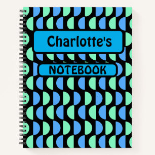 Personalised Mid Modern Blue Green Notebook
