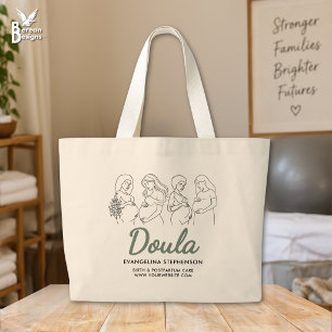 Personalised Midwife Green Birth Postpartum Doula Large Tote Bag