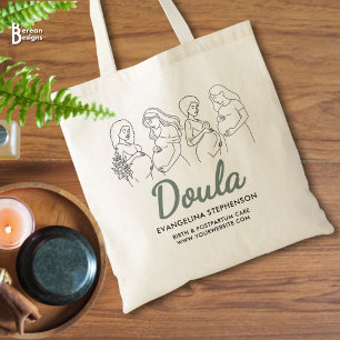 Personalised Midwife Green Birth Postpartum Doula Tote Bag