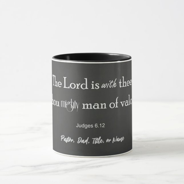 Personalised Mighty Man of Valour Bible Verse Mug (Center)