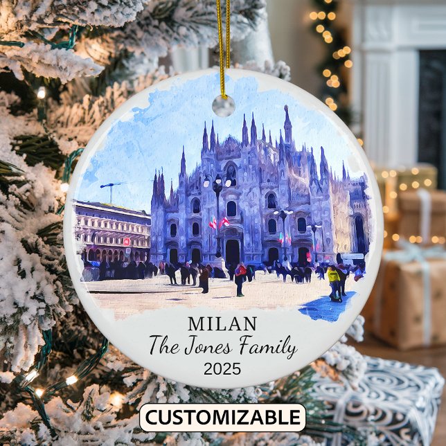 Personalised Milan Ornament, Italy Ceramic Tree Decoration (Creator Uploaded)