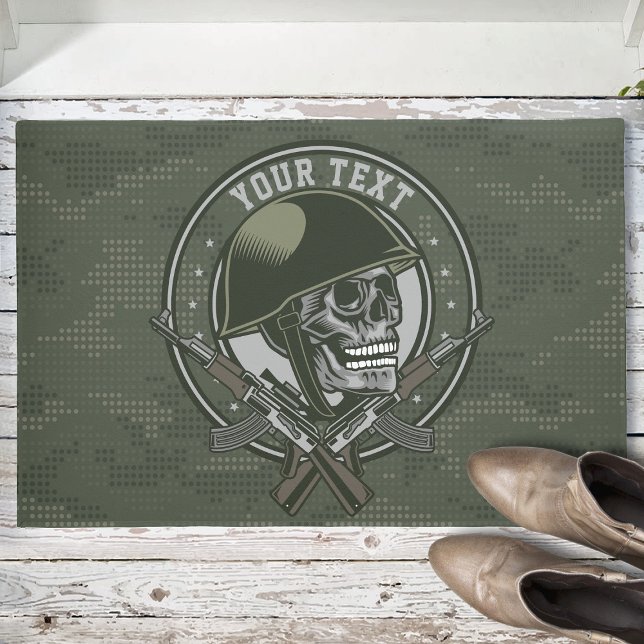 Personalised Military Camo Soldier Skull and Guns  Doormat (Creator Uploaded)