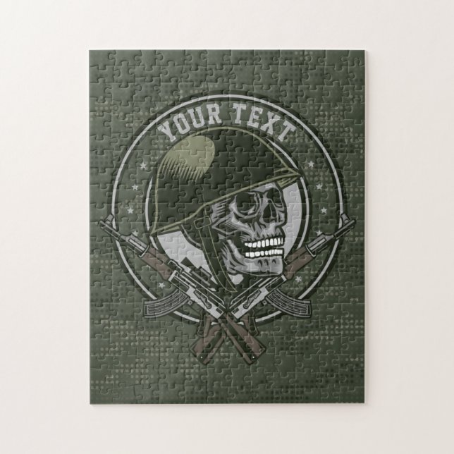 Personalised Military Camo Soldier Skull and Guns Jigsaw Puzzle (Vertical)