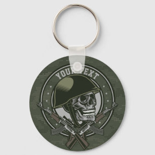 Personalised Military Camo Soldier Skull and Guns Key Ring