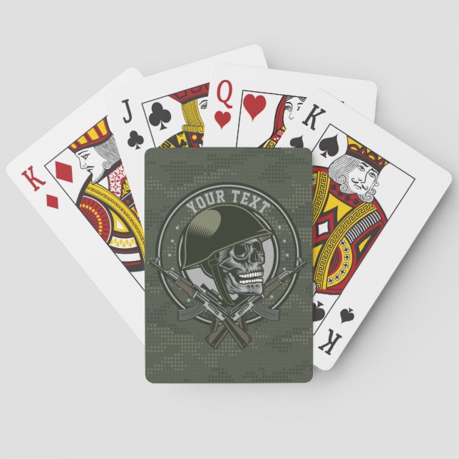 Personalised Military Camo Soldier Skull and Guns  Playing Cards (Back)