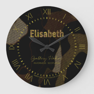 Personalised Military Camouflage Font Elisabeth Large Clock