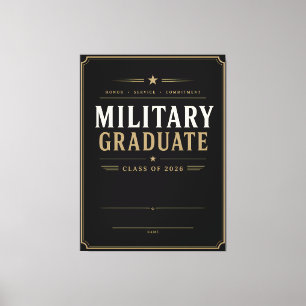 Personalised Military Graduate 2026 Name Art Canvas Print