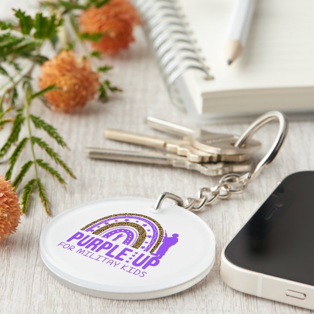 Personalised Military - Purple Up Military Child Key Ring (Front Right)