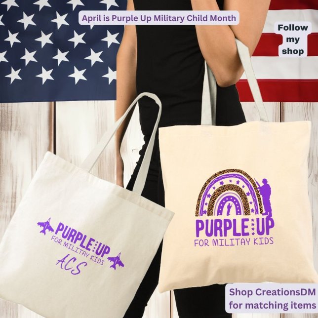 Personalised Military - Purple Up Military Child  Tote Bag (Creator Uploaded)