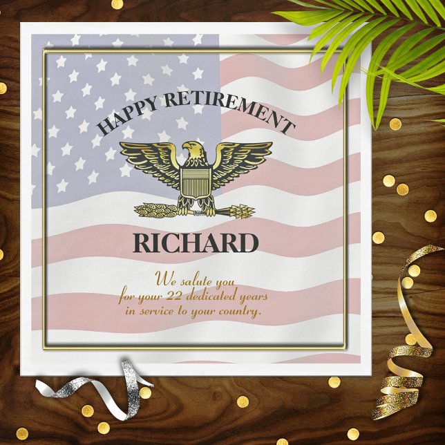 Personalised Military Retirement Party Napkin (Creator Uploaded)