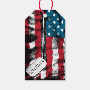 Personalised Military Soldier Dog Tags USA Flag