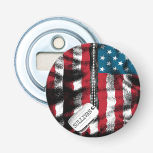 Personalised Military Soldier Dog Tags USA Flag Bottle Opener