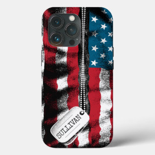 Personalised Military Soldier Dog Tags USA Flag iPhone 13 Pro Case