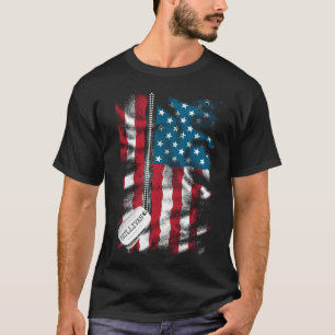 Personalised Military Soldier Dog Tags USA Flag  T-Shirt