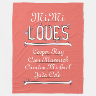 Personalised Mimi Loves Her 4 Grands Fleece Blanket