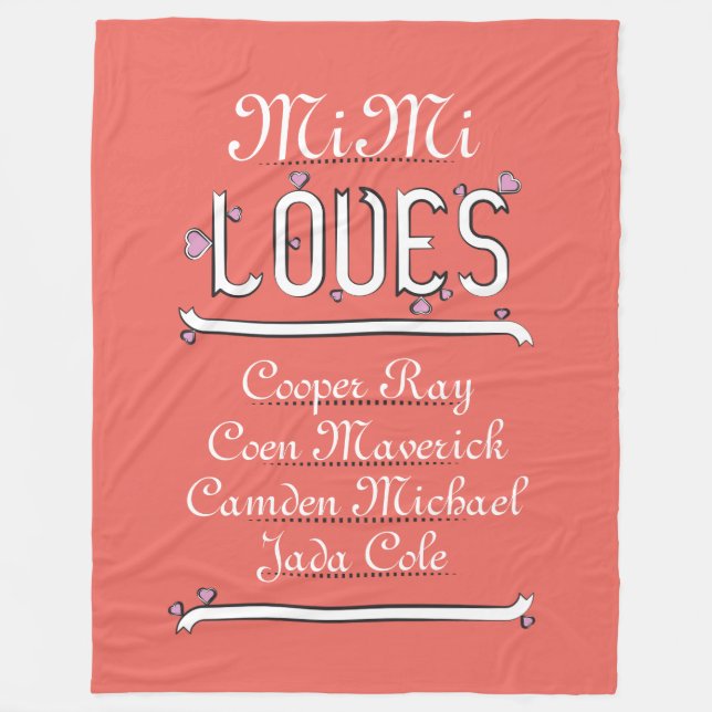 Personalised Mimi Loves Her 4 Grands Fleece Blanket (Front)