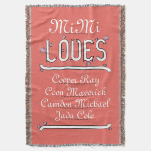 Personalised Mimi Loves Her 4 Grands Throw Blanket
