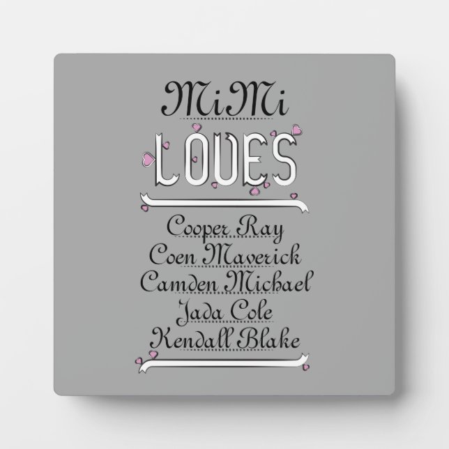 Personalised Mimi Loves Her Grands Plaque (Front)