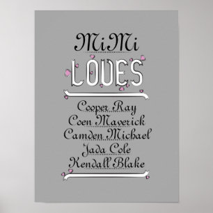 Personalised Mimi Loves Her Grands Poster