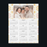 Personalised Mini 2025 Calendar | Family Photo<br><div class="desc">A cute little 2025 mini calendar to stick on your frig! Add your family photo and edit the text to put a holiday greeting in the personalise area. Background is modern abstract pink and gold snowflakes.</div>