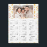 Personalised Mini 2025 Calendar | Family Photo<br><div class="desc">A cute little 2025 mini calendar to stick on your frig! Add your family photo and edit the text to put a holiday greeting in the personalise area. Background is modern abstract pink and gold snowflakes.</div>