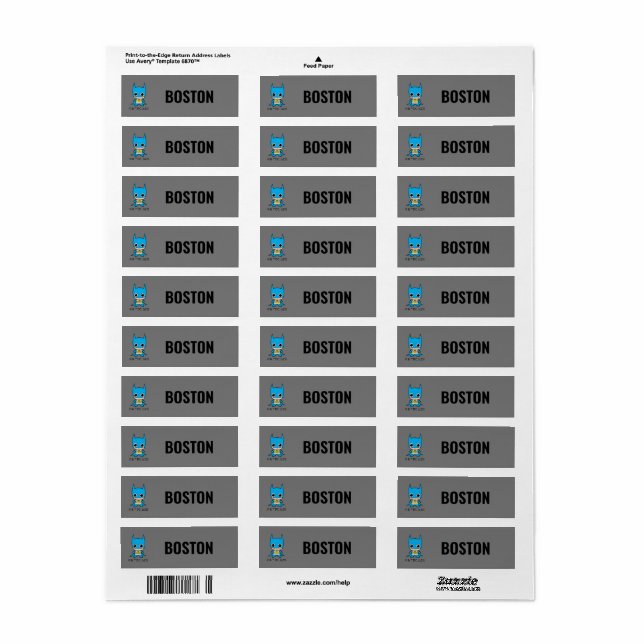 Personalised Mini Batman Kids' Labels (Full Sheet)