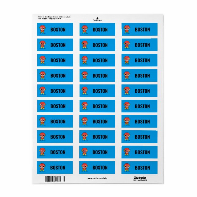 Personalised Mini Flash Kids' Labels (Full Sheet)