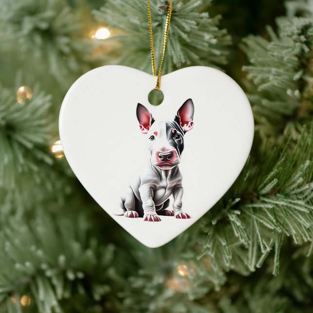 Personalised Miniature Bull Terrier Puppy Ceramic Tree Decoration (Tree)