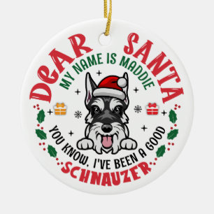 Personalised Miniature Schnauzer Dog Christmas Ceramic Tree Decoration