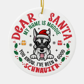 Personalised Miniature Schnauzer Dog Christmas Ceramic Tree Decoration