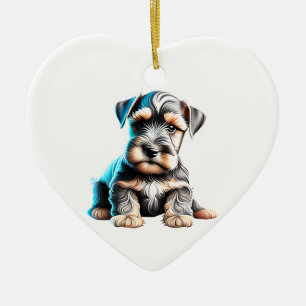 Personalised Miniature Schnauzer Puppy Ceramic Tree Decoration