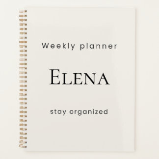 Personalised Minimal Beige Weekly Planner