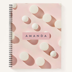 Personalised Minimal Blush Pink Circles Style Notebook