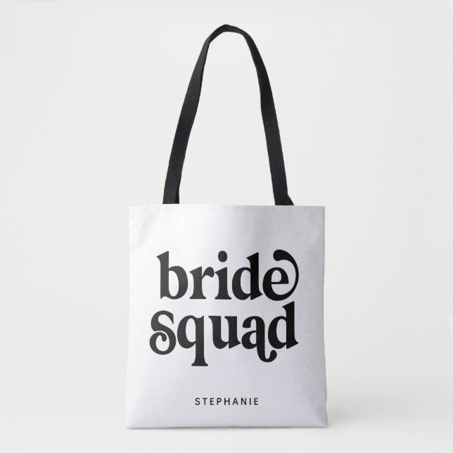 Personalised Minimal Bride Squad Tote Bag (Front)