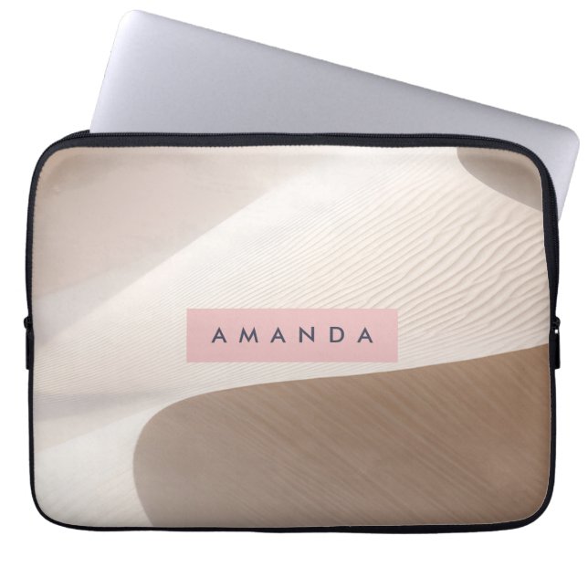 Personalised Minimal Desert Dune Aesthetic Neutral Laptop Sleeve (Front)