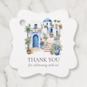 Personalised Minimal Greece Watercolor Wedding Favour Tags