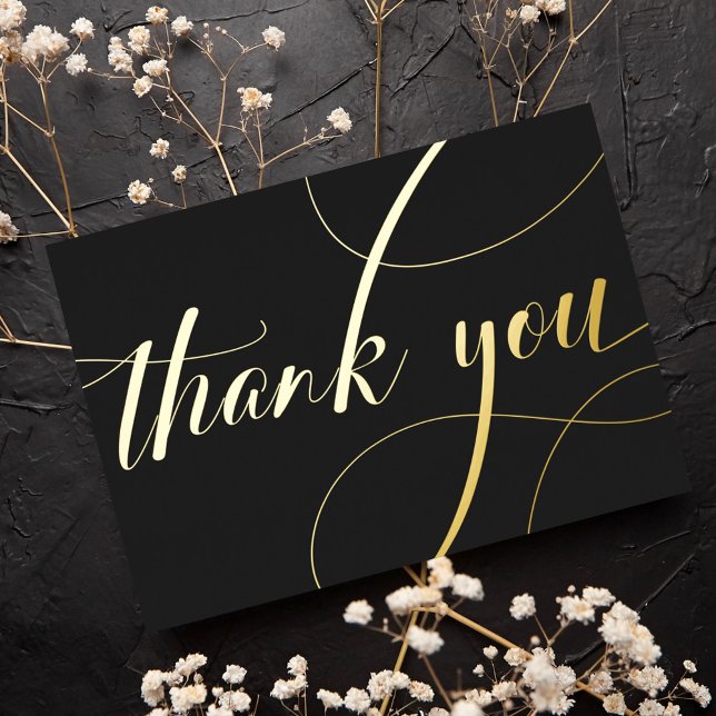 Personalised Minimal Modern Black & Gold Thank You (Creator Uploaded)