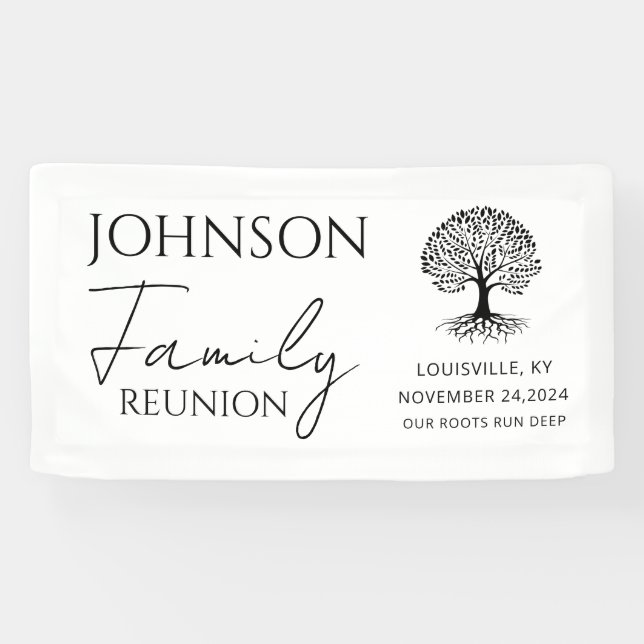 personalised minimal modern elegant family reunion banner (Horizontal)