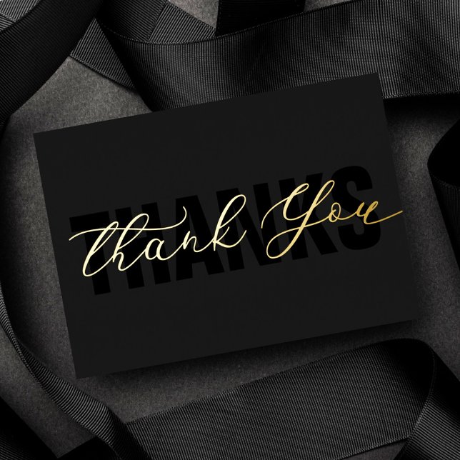 Personalised Minimal Modern Script Black Thank You (Creator Uploaded)