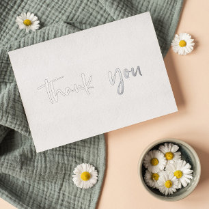 Personalised Minimal Modern Script White Thank You