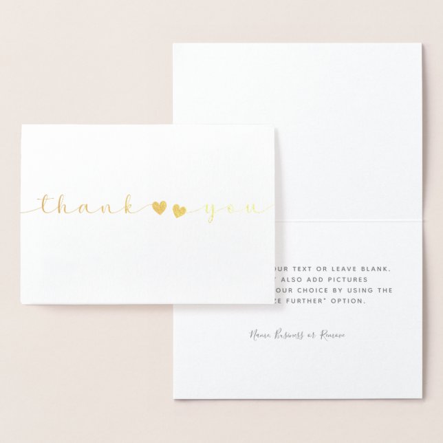 Personalised Minimal Modern Script White Thank You Foil Card (Display)